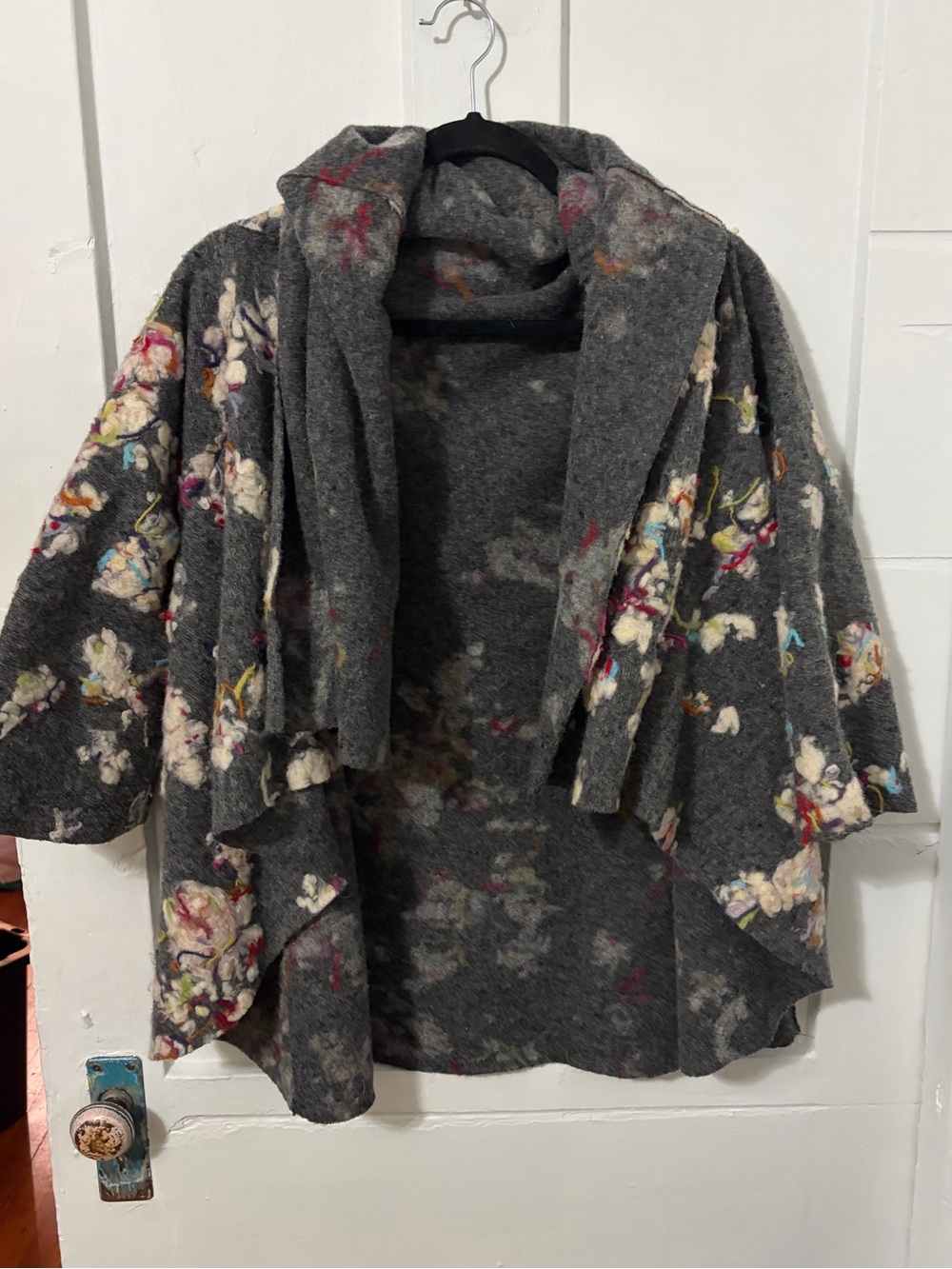 Bryn Walker Wool Poncho Cardigan Sweater Open Front